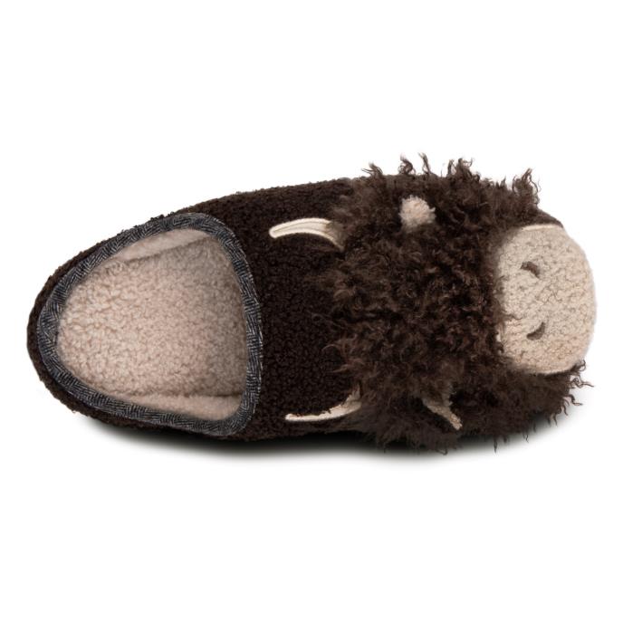 totes toasties® Mens Novelty Applique Mule Slippers Brown Extra Image 5
